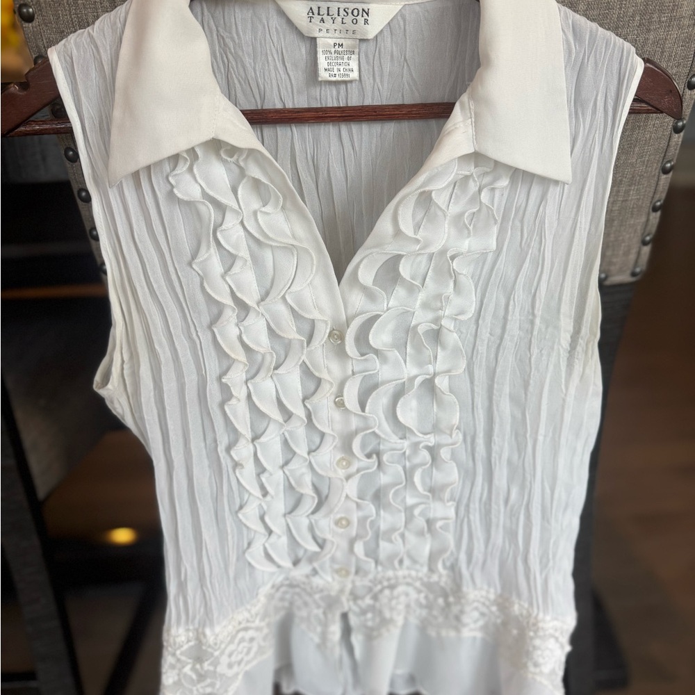 Allison Taylor White Ruffled Blouse